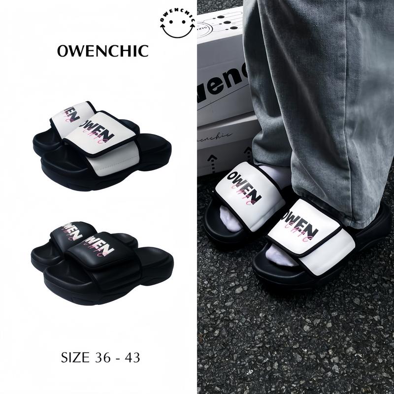 (OWC1) Dép Owenchic Chunky Quai Dán Lót Bông Nam Nữ Đế Bằng Cao Su Êm Chân Kèm Hộp -  Hỗ trợ đổi size - Bảo hành keo Slipper DéP