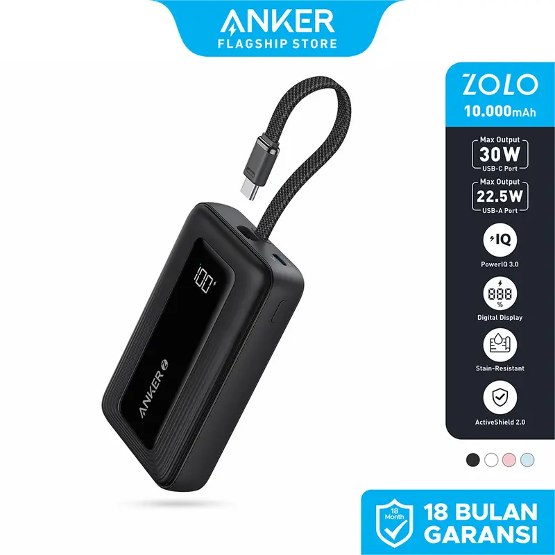 Anker Powerbank Zolo 10000 mAh 30w With Type C Cable fast Charging PD 30 - A1688/A1680 0