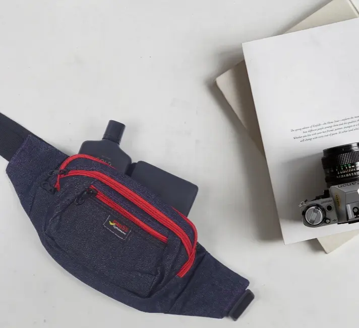 tas pinggang tas selempang pria wanita bahan jeans 3