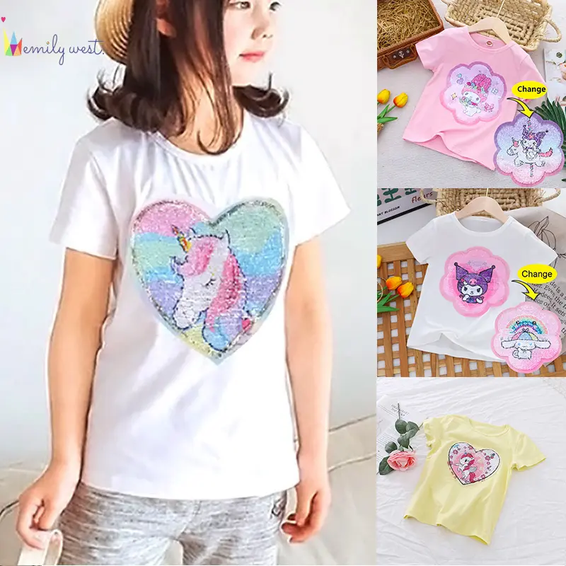 Baby Girl Clothes pony Unicorn Frozen princess bear rabbit Kulomi Melody Pattern T-shirt Kids Baby T Shirt for 2-10 Years Old Child Casual Wear