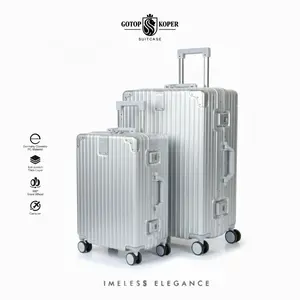 [Gotop Koper] 7102  Dengan Plindung sudut  Anti-tabrakan Cabin size 20 inch sd Bagasi size 24 inch Alumunium4 Roda 360 Rotasi Anti Maling Kabin