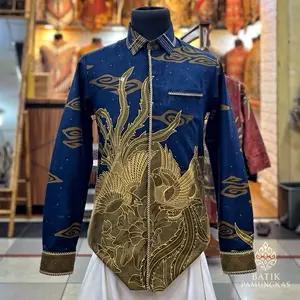 Batik kemeja premium reguler fit katun halus solo x jahitan smok/bordir