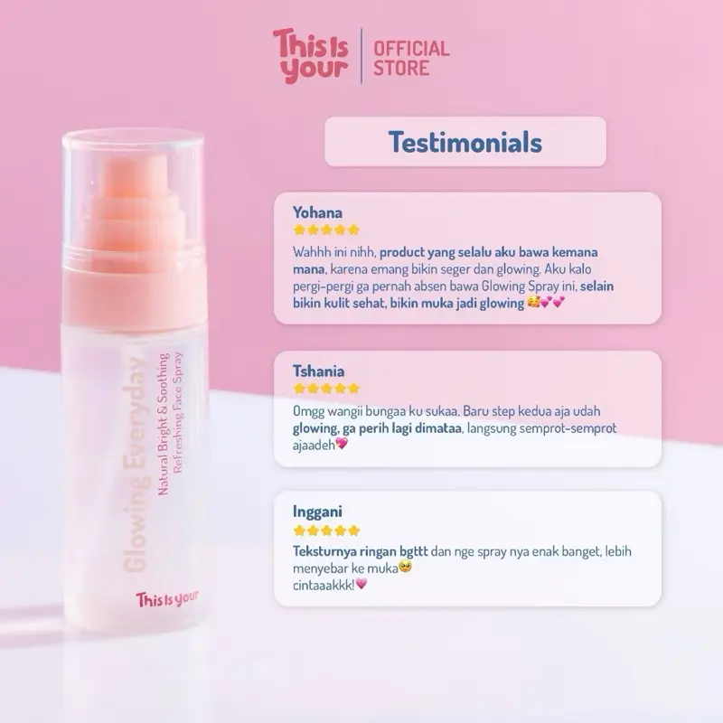 [READY] This is Your Glowing Everyday Beyond Edition Shooting Refreshing Face Spray 75ml Whiteten Niacinamide 2% Centella Asiatica Pencerah Hydrating Kulit Kering Mencerahkan Pelembab 3