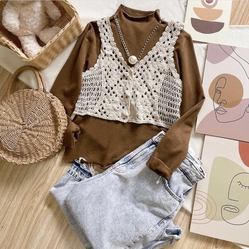 ROMPI RAJUT KOREAN VEST RAJUT BAJU RAJUT ATASAN RAJUT MURAH meriah 2