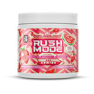 levelup rush mode pre entreno gamer 180 g | con cafeína, aminoácidos y adaptógenos | energía para gaming, streaming, trabajo y sesiones largas | sabor sandía-fresa y mango-blueberry