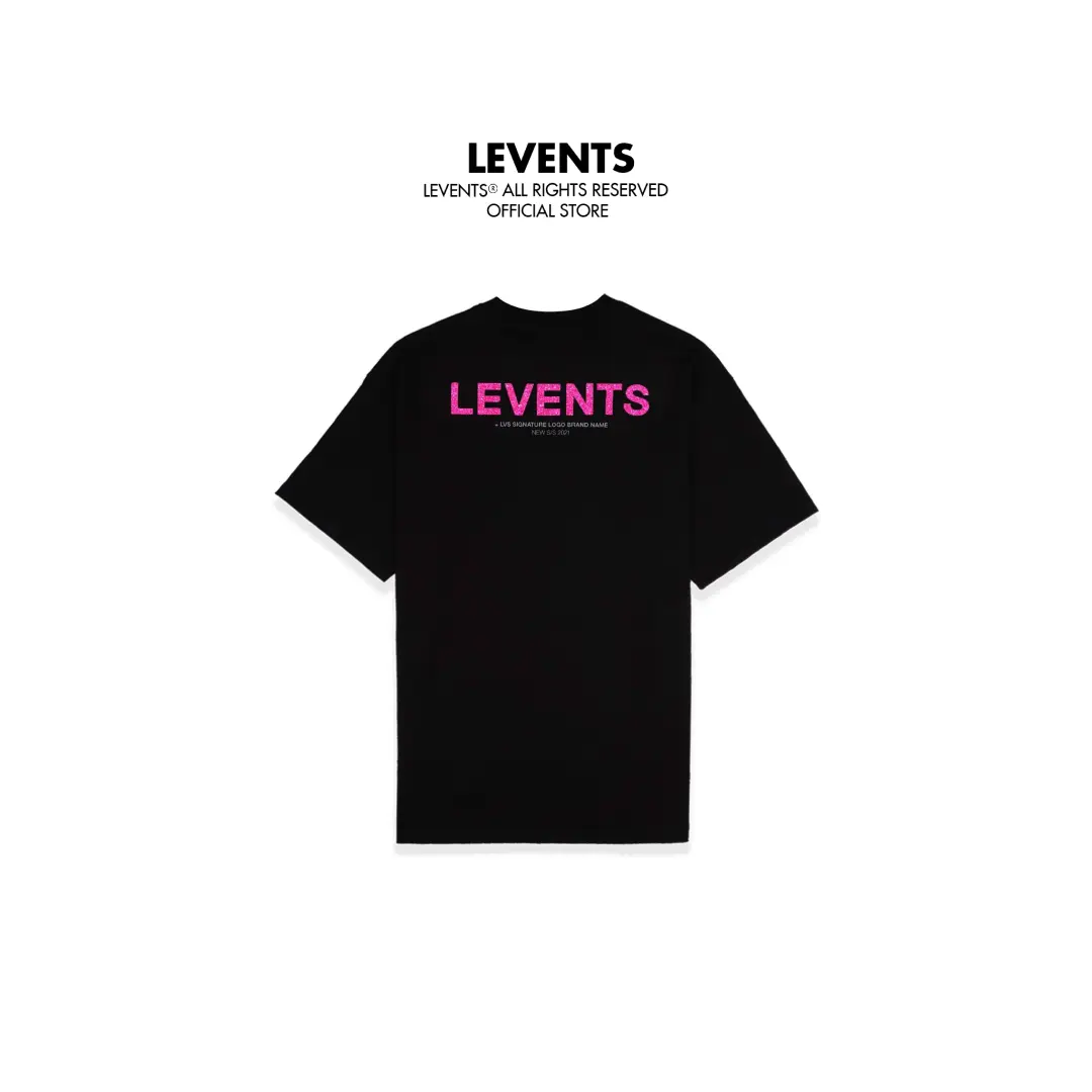 Áo thun Levents XL Logo Lấp lánh/ Black Tee 100% Cotton Unisex T-shirt Oversized