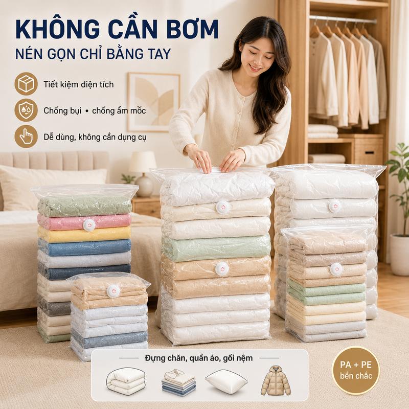 Túi nén chân không ba chiều dày không chân không Túi lưu trữ Túi đặc biệt cho…