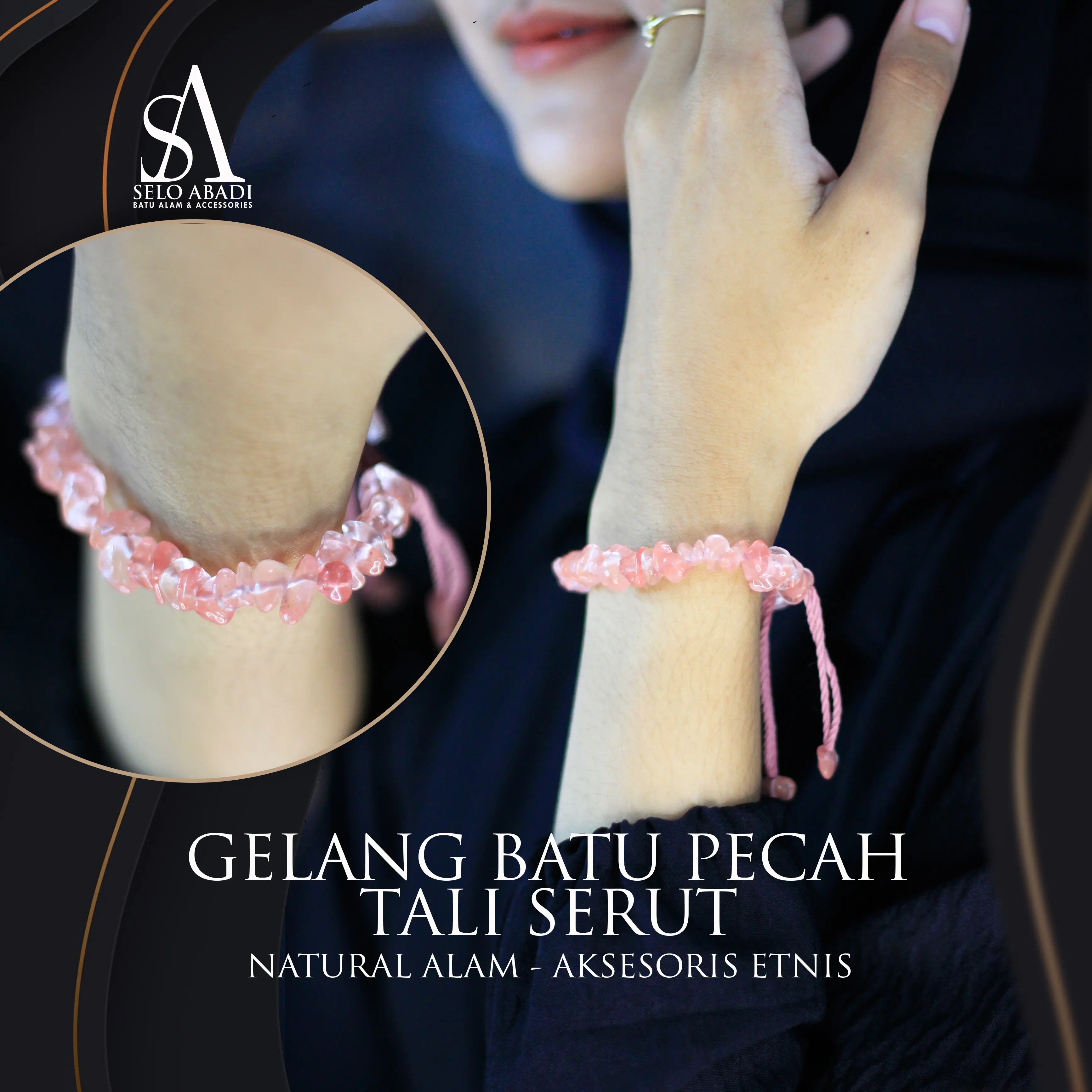 Gelang Batu Pecah - Kerikil Tali Serut Natural Alam Bracelets