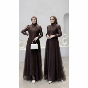 (Tali belakang) Gamis Pesta Mewah Simple  terbaru 2026 Maxi Gaun Dewasa Remaja Lebaran Terbaru  Panjang  Cantik Kancing Wudhu Busana  Muslim