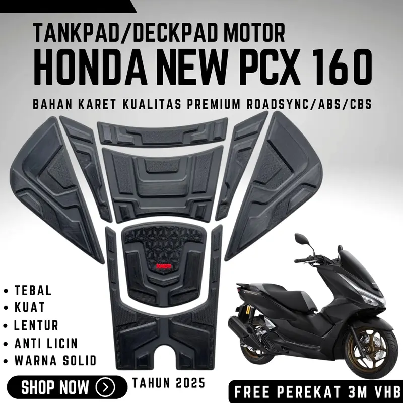 KM272 TANKPAD/DECKPAD MOTOR HONDA PCX 160 ROADSYNC/ABS/CBS TAHUN 2021 - 2025 BAHAN KARET PREMIUM 0