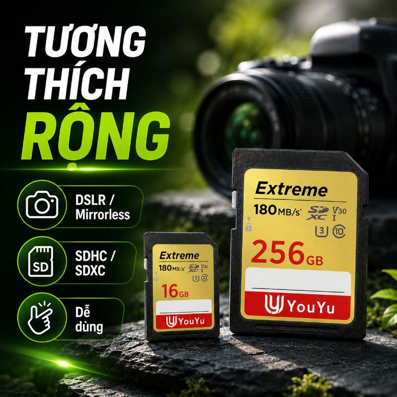 Thẻ Nhớ SD U3 V30 Tốc Độ Đọc 180MB/s - Hỗ Trợ Quay 4K Và Ảnh RAW Dung Lượng…