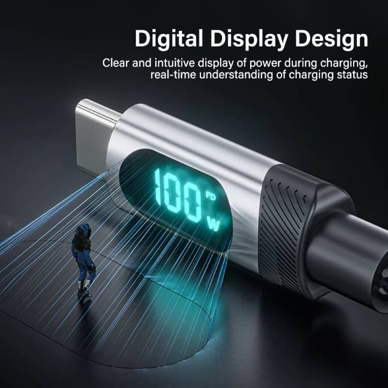 Reabol 100W LED Digital Display Super Fast Charging USB A To Type C Cable for Samsung Xiaomi Huawei