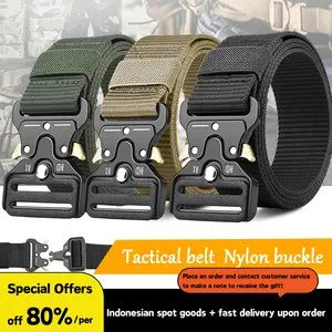 *Tersedia*Sabuk Taktis Gesper Paduan Kobra Pria Sabuk Kanvas Nilon Imitasi Sabuk Latihan Militer Pelajar Tali Pinggang
