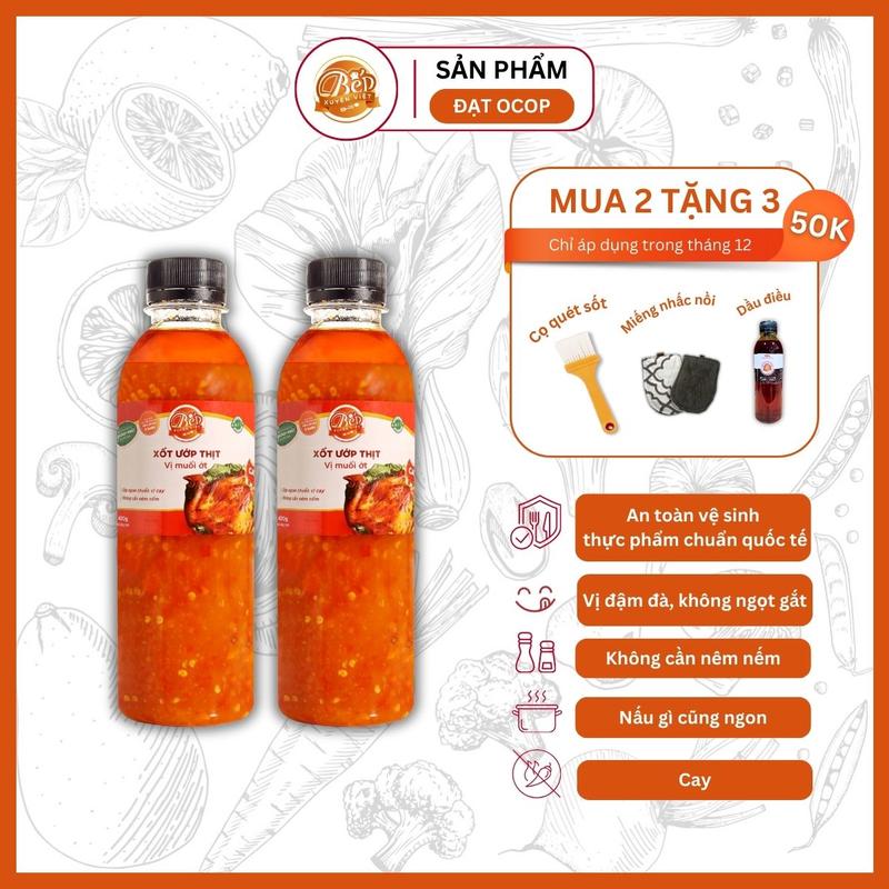  Bếp Xuyên Việt Combo 2 Chai Sốt Ướp Thịt Nướng Muối Ớt 400G Sốt Ướp Thịt Hải Sản Tiện Lợi Nước Sốt Gia Vị Thơm Mùi Cay Hương Vị Mặn Mà 