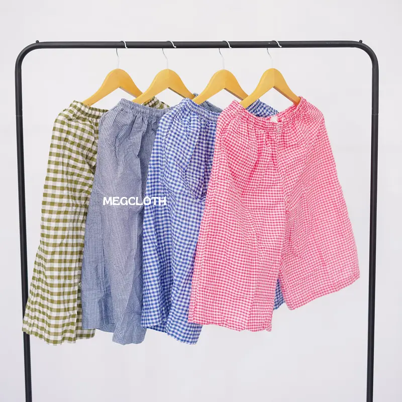 CELANA KOTAK KOTAK WANITA CELANA AESTHETIC CELANA WANITA ESTETIK Nyaman Panjang Polyester Santai Katun Tartan Cantik Serut Casual Pita Motif Pant 0