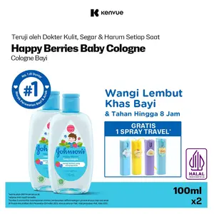 JOHNSON'S Baby Cologne Happy Berries 100 ml (PAKET ISI 2) FREE Botol Spray Travel 10 ml - Minyak Wangi Bayi