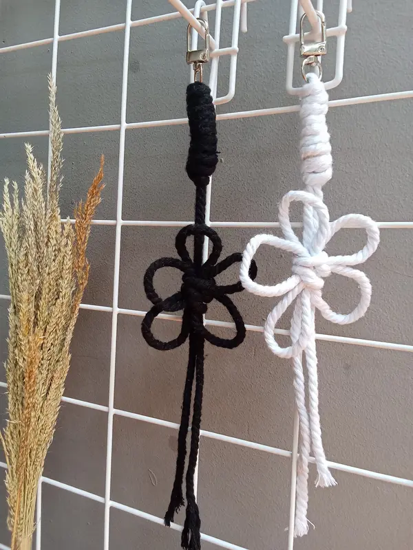 Gantungan Tas Macrame Gantungan Kunci Handmade gantungan  ransel Elegan Aksesoris Ganci Daisy 4
