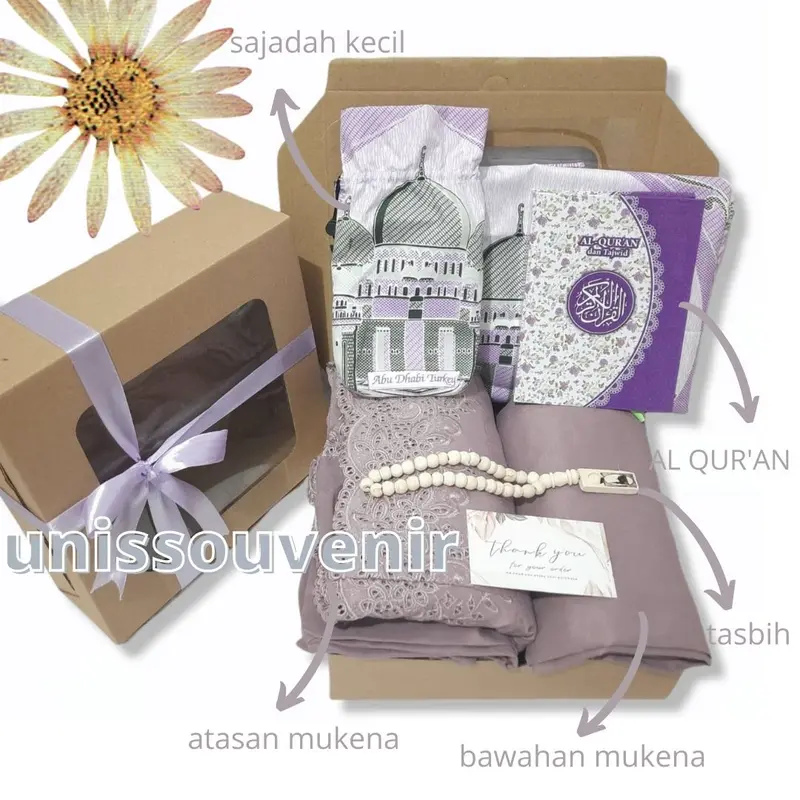 Unisouvenir Hampers Mukena Khadijah Series Lebaran Hadiah Cewe Kado Wedding Muslim Sajadah Kecil Elegan Warna Pilihan Bahan Berkualitas Tinggi 0