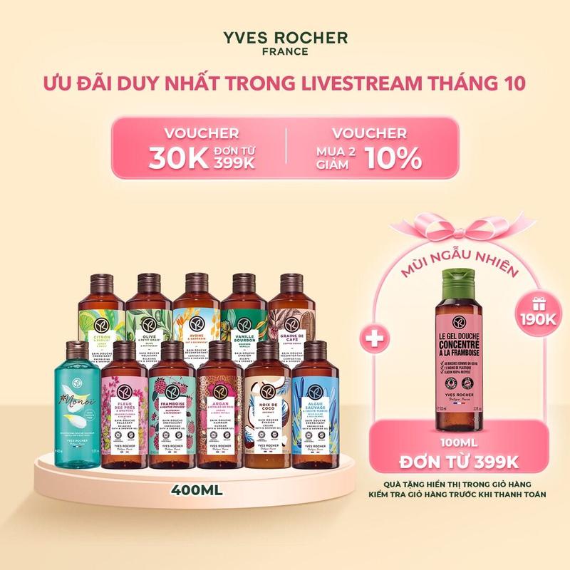 [Livestream] Sữa Tắm Thiên Nhiên Không Sulfate Yves Rocher nuôi dưỡng da mịn màng 400ml (đa dạng mùi hương)