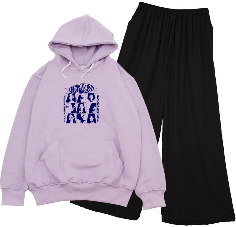 Setelan Sweater Hoodie Viral New Jeans Anak Remaja Perempuan 9-16Tahun Celana Kulot Fashion COD 2