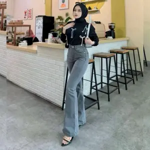 Celana Cutbray Jeans Wanita Highwaist Strecht Kekinian - Cutbray Flared - Streetch Premium Quality