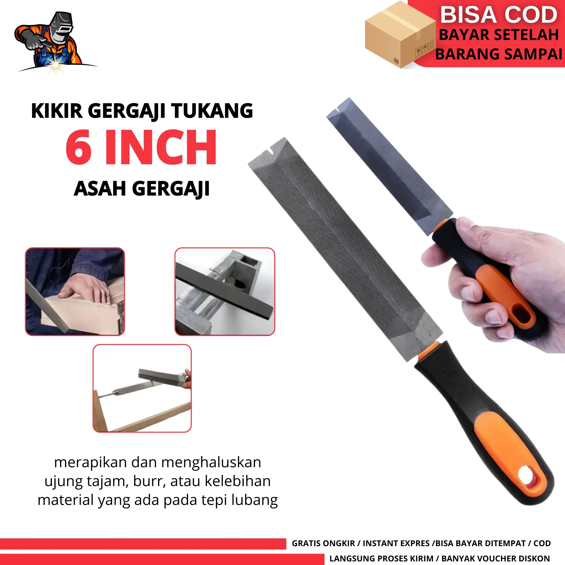 Kikir Gergaji T12 Gergaji Flat Besar File 6 Inch Alat Tangan Tukang Kayu / Alat Penghalus Asah Gergaji Kayu Besi Pipa Ubin