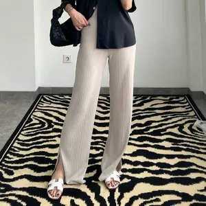 YEONA - ZOE KNIT PANTS | Slit Pants