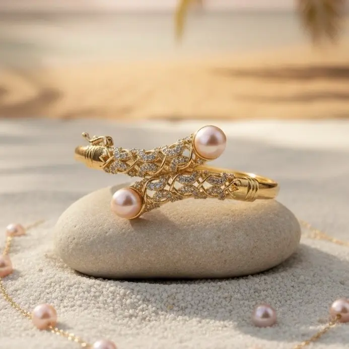 Gelang Bangle Mutiara Air Tawar Lombok Original Besertifikat Elegan Bracelets