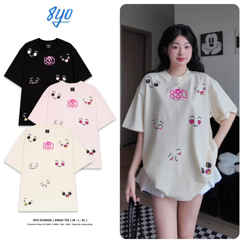 Áo Thun 8YO EMOJI Tee Cotton Mềm Mịn Mát - Áo Phông Cổ Tròn Local Brand Unisex Nam Nữ Form Rộng