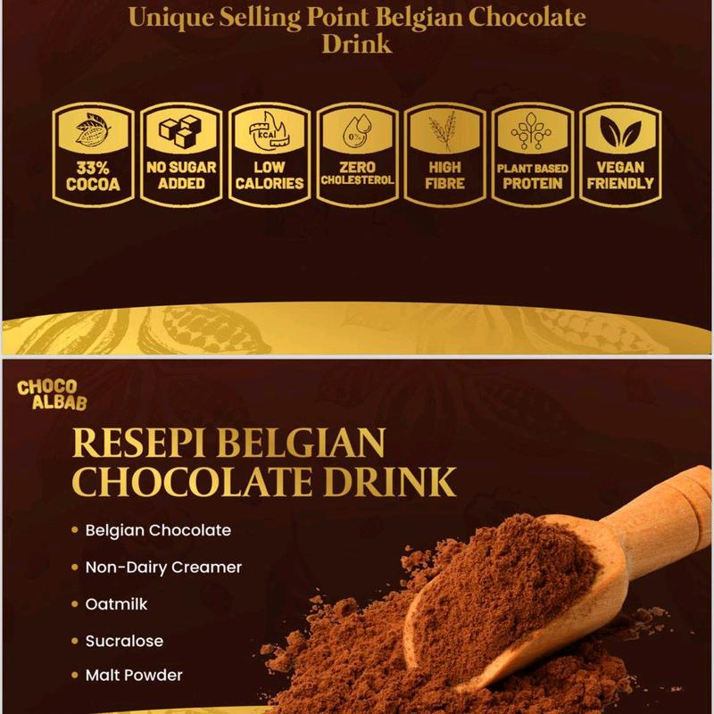 PREMIX 33% BELGIAN DARK CHOC Drink | Choco Albab | Oats Based & Lactose Free | 0% White Sugar & Diabetic Friendly |  HALAL | SG Instock | Chocolates Snack Chocolate 3