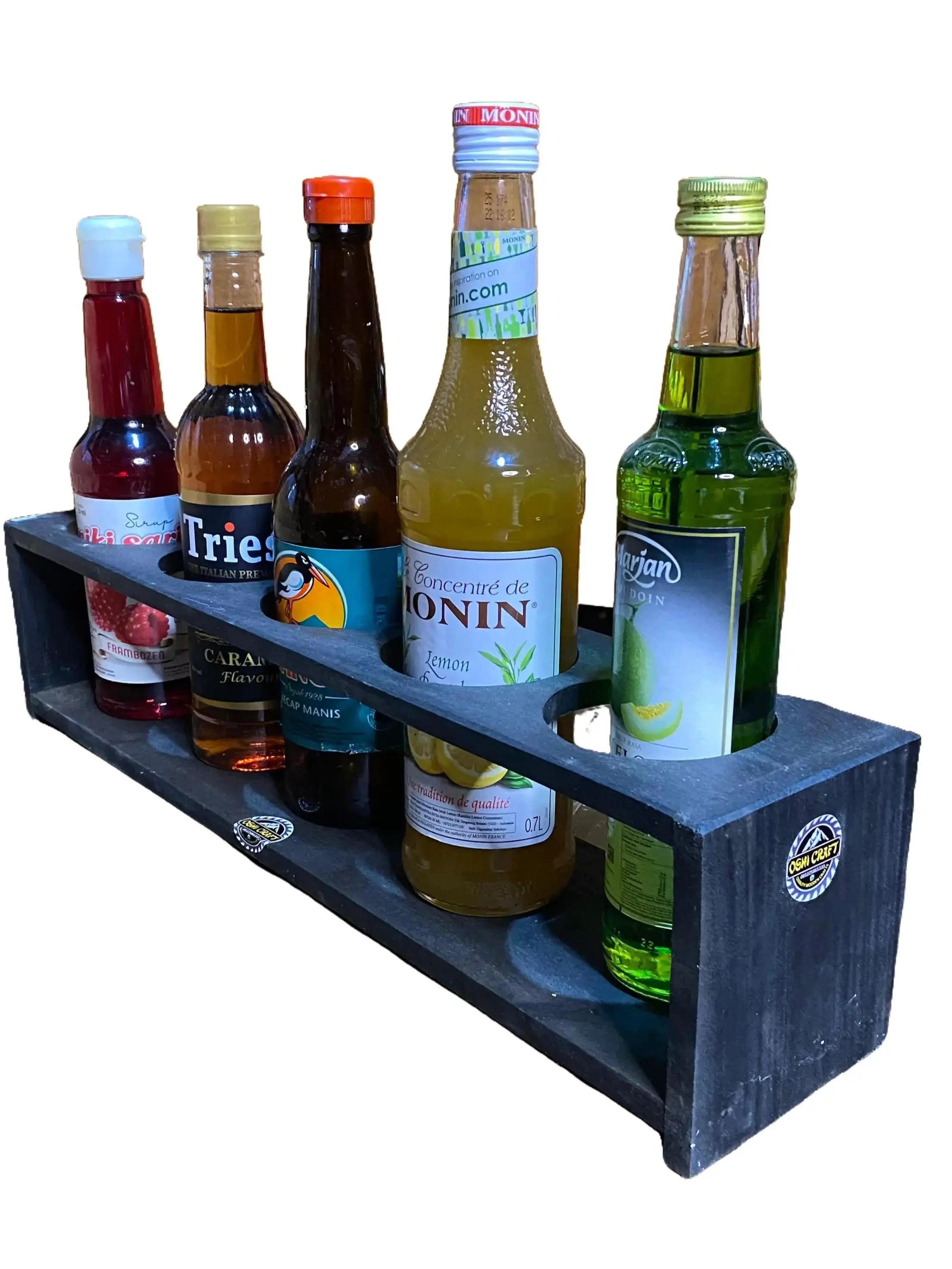 RAK BOTOL BAHAN KAYU MAHONI DIAMETER LUBANG 7 CM DAN 8 CM