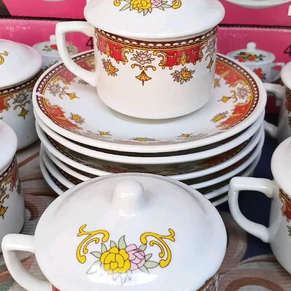 CANGKIR TABUNG + TUTUP + TATAKAN BUNGA SAKURA JAMAN DAHULU - Shop ...