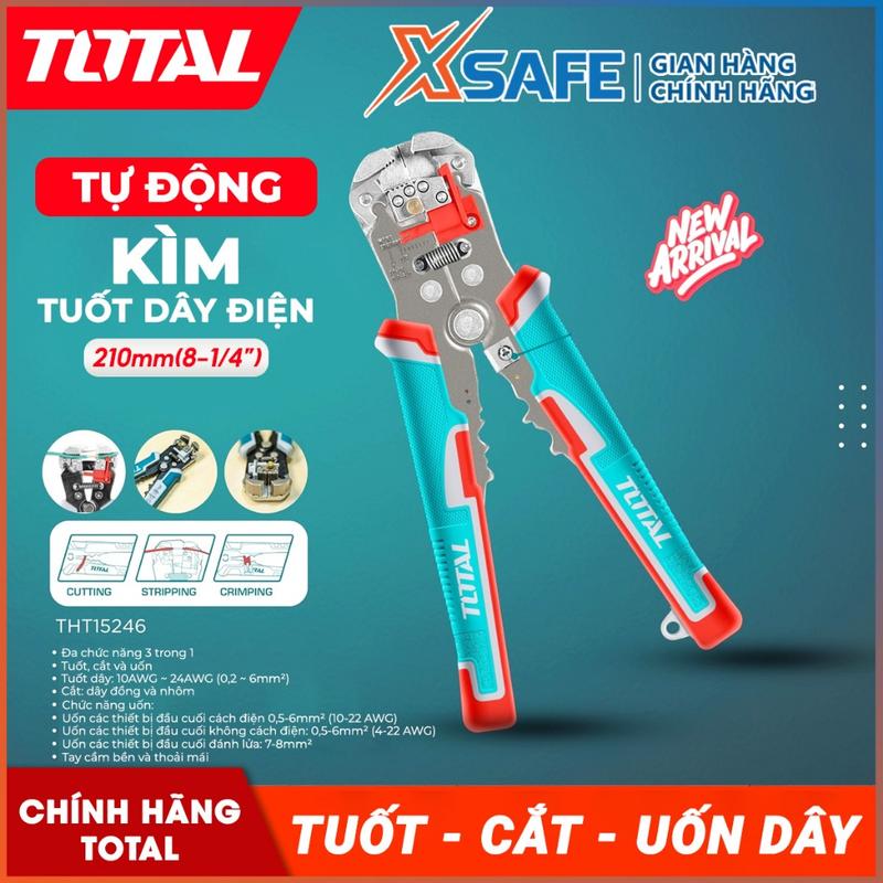 Kìm tuốt dây điện tự động TOTAL THT15246 3 chức năng tước, cắt, bấm cos dây…