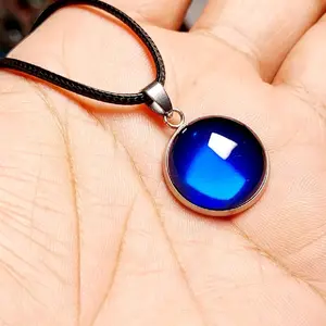 Kalung batu king safir round / sapohire bulat Ring monel kalung pria wanita