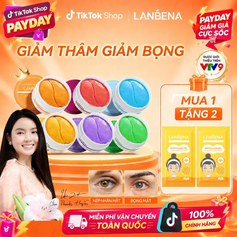 GIẢM THÂM GIẢM BỌNG!Mặt Nạ Mắt LANBENA Hỗ Hỗ Trợ Dưỡng Da Mắt Cải Thiện Mờ Thâm Bọng Mắt 60 Miếng Skincare VC/HA/24K/Retinol/Aloe Vera/Peptides,Eye mask,Eye care,Gel Eye Patches