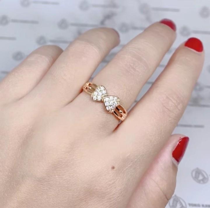 Cincin Titanium Gold Tahan lama Elegan Cincin Wanita Terbaru motif Pita Rings Emas