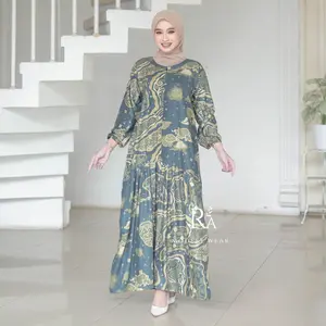 Gamis Syari Wanita Bahan Katun Rayon Premium Motif Shabira Panjang Muslim Dress Dewasa Salur Midi Salur Midi Remaja Maxi Kotak