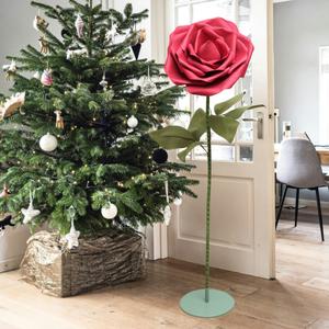 1.6M Giant Rose Flowers with Stand for Wedding Valentines Day Shopping Mall Display