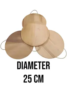 Telenan Kayu Pinus Tali Model Bulat Diameter 25cm / Telenan Lukis / Wooden Cutting Board Dapur Kado