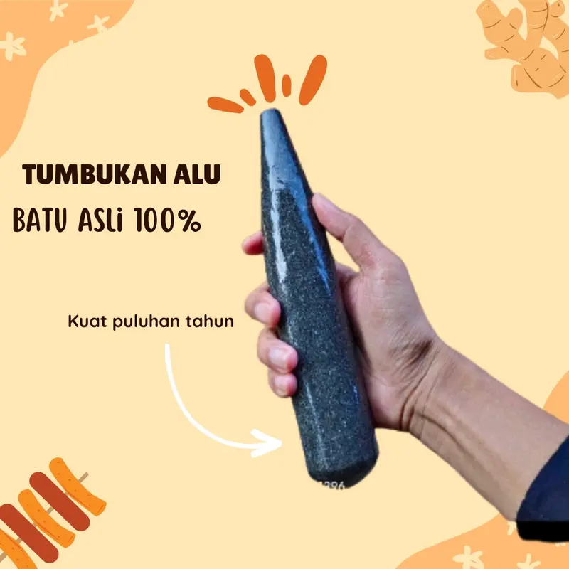 Tumbukan alu batu asli untuk lumpang 0