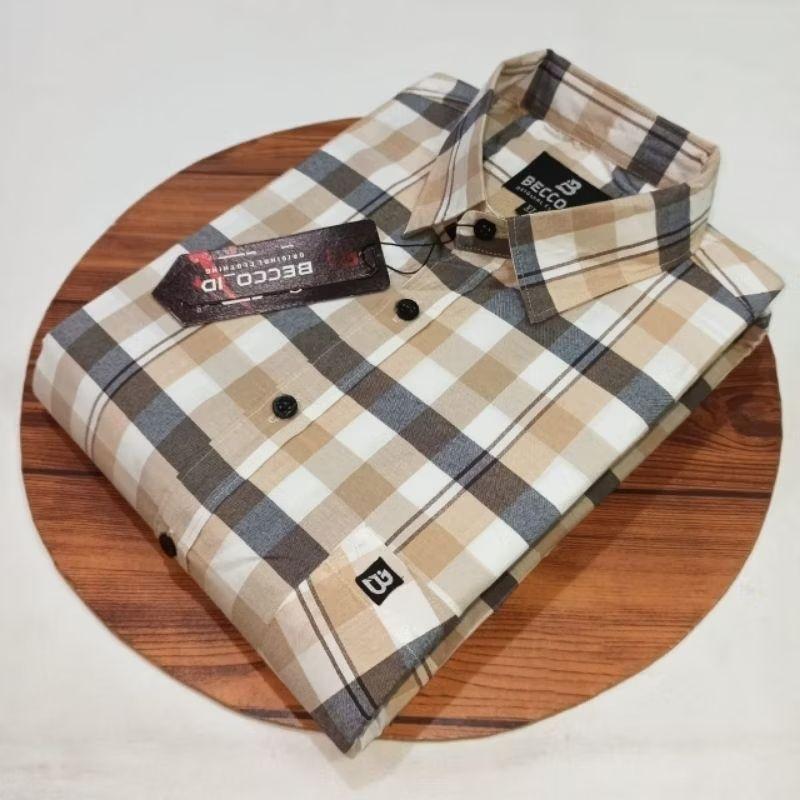 kemeja pria lengan pendek - kemeja pria kotak-kotak - kemeja pria lengan pendek salur 8
