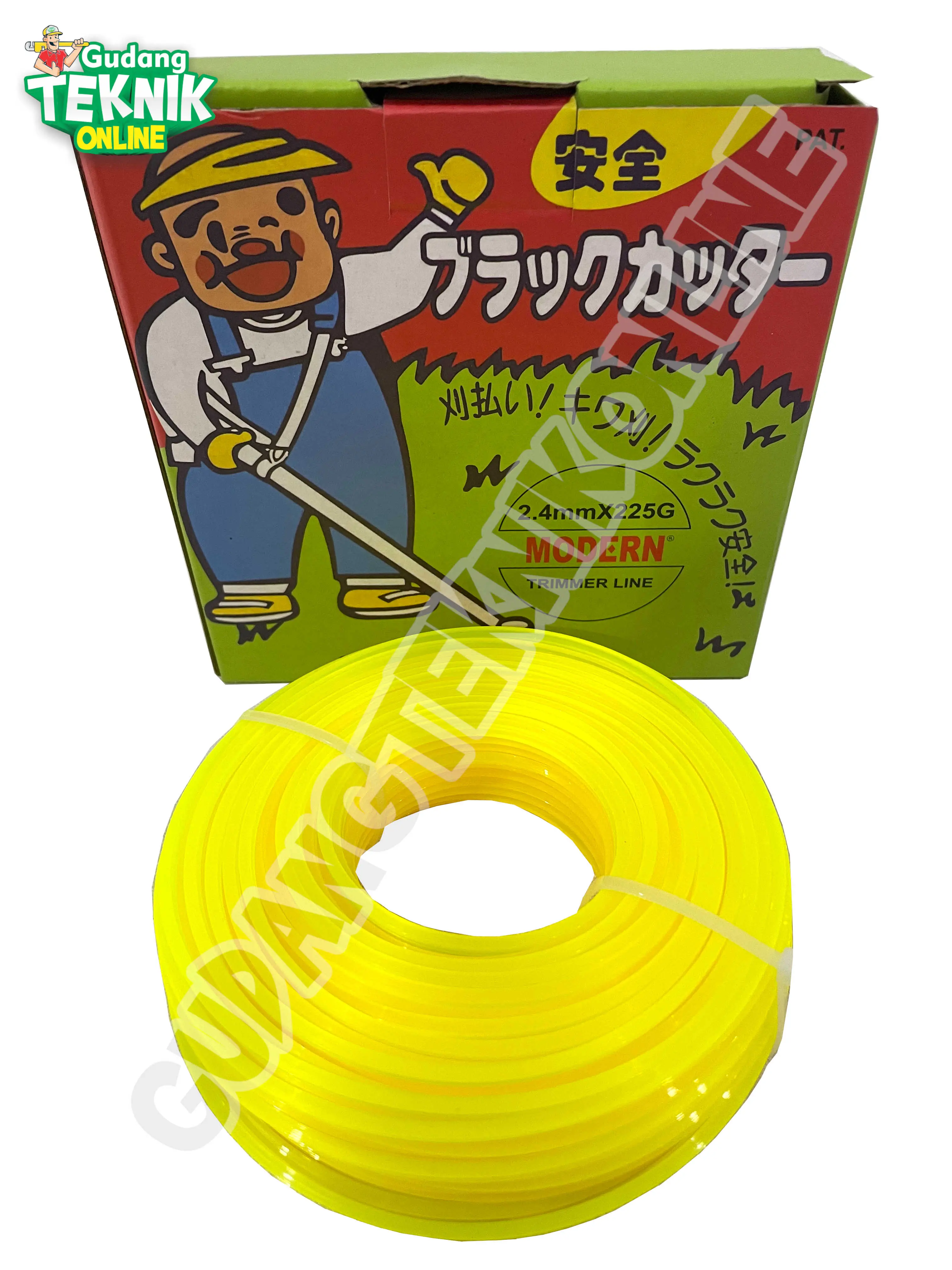 Senar Mata Potong Rumput NYLON Square 50M MODERN 2.4mm  / Trimmer Nylon Mata Pisau Senar Potong Rumput Gendong Nilon 50 Meter MODERN