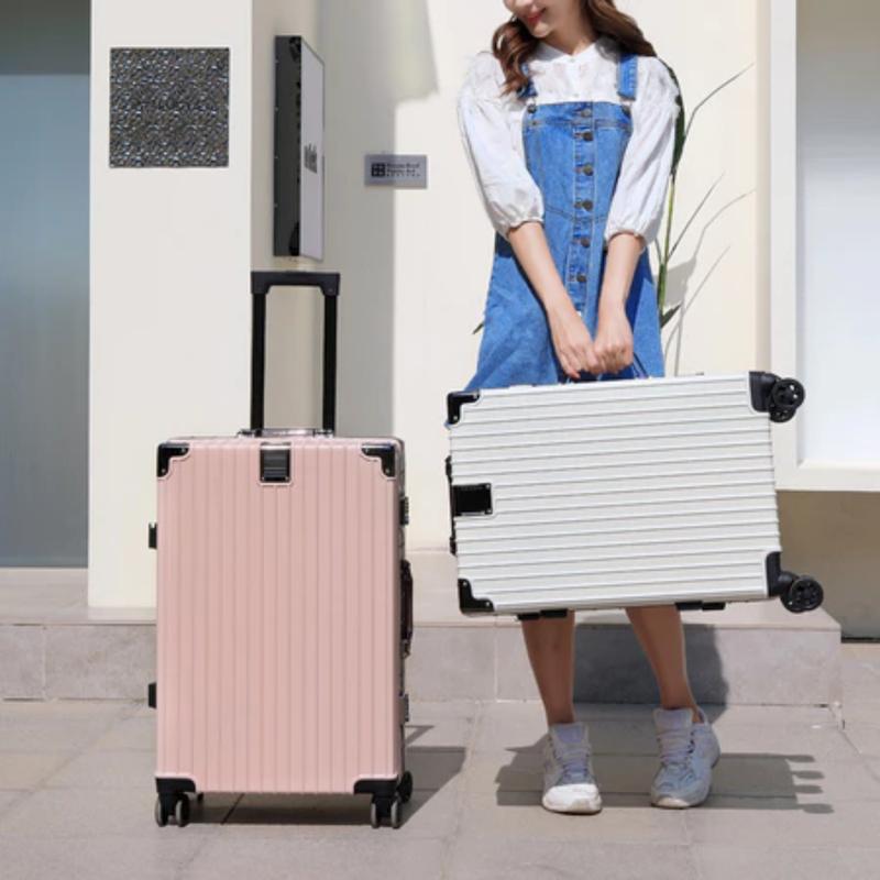 Vali Khung Nhôm Khóa Sập Size 20/24 Inch, Nhựa Abs/Pc Cao Cấp, Bo 4 Góc Kim Loại Chống Va Đập Cực Tốt