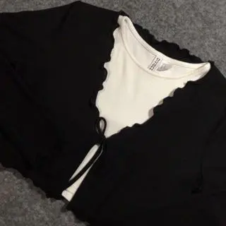 Baju Cardigan Tali Ceeyon Atasan Wanita Korea Model Tally & Simple - Panjang, Crop Kardigan Outer Simple Crop Top