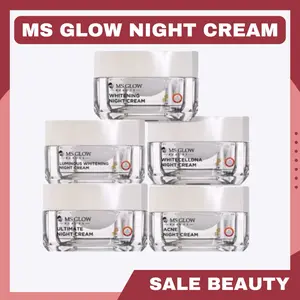 MS GLOW NIGHT CREAM / CREAM MALAM MS GLOW WHITENING / ACNE / LUMINOUS/ULTIMATE/DNA Mencerahkan Pencerah Kusam Wajah Pelembab