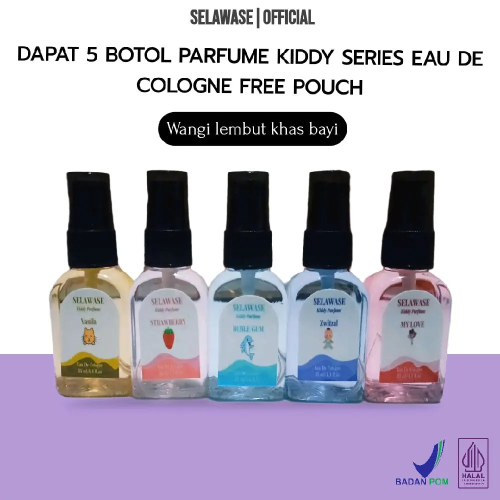 Promo Beli 1 Dapat 5 Botol Parfum Anak Kiddy Series Selawase 30mL Eau De Cologne BPOM Tahan Lama Wangi Parfume Fresh Bayi Bedak