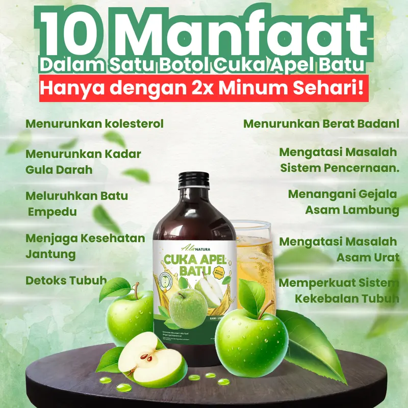 1 Cuka Apel Batu Ala natura With Mother - Apple Vinegar Botol Hijau Masakan 0