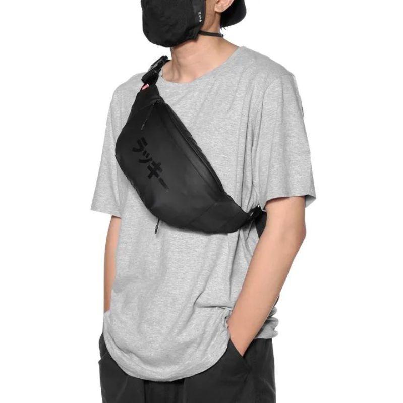 Waistbag Casual , Tas Selempang & Bahu Premium Pria Bimo Waterproof - Sanji Original Hitam Slingbag Cowok 2