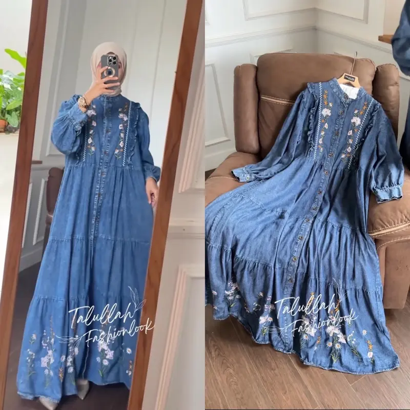 Dress denim bordir flower 20618, 21075, 20871, 21077 | Talullah 0