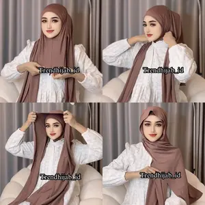 KERUDUNG HIJAB PASHMINA INSTAN MODEL MELEYOT PAKAI INNER NINJA MENUTUP LEHER BAHAN JERSEY Muslim Dewasa Oval